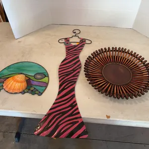 Metal Dress Decor, Sea Shell Stained Glass, And Bowl