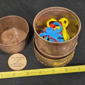 Barrel of Monkeys & Wood Nickel toys