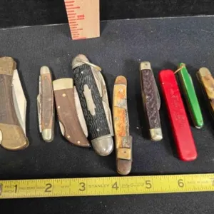 9 folding knives, vintage