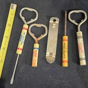 6 Bottle openers, promotions, white pencil