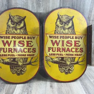 Wise Furnaces Porcelain Enamel Sign Pair