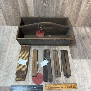 Wooden Tool Caddy with Lufkin & Stanley Rules