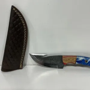 Mhscutlery Fixed Blade Knife Wood Blue Resin
