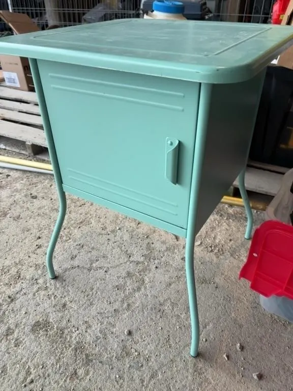 Mint Green Metal Side Cabinet with Door
