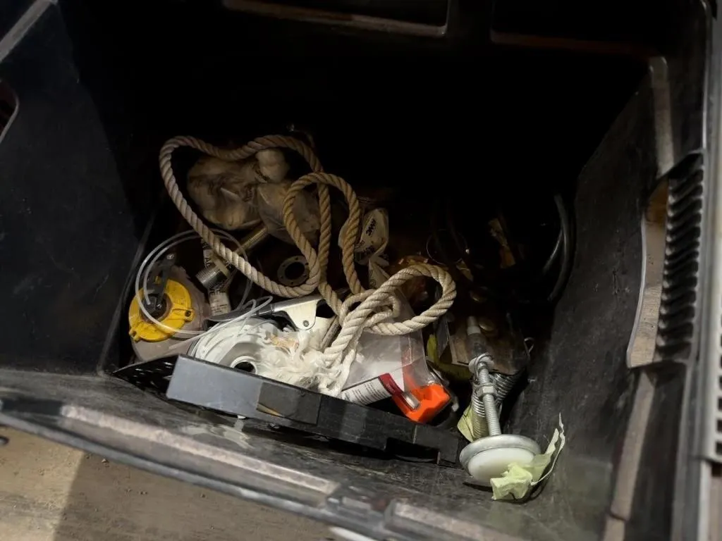 Trunk Box Lot of Tools, Rope, Hardware & Misc