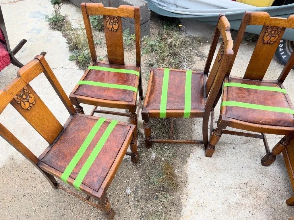 Carved Oak Dining Chairs, Set of 4