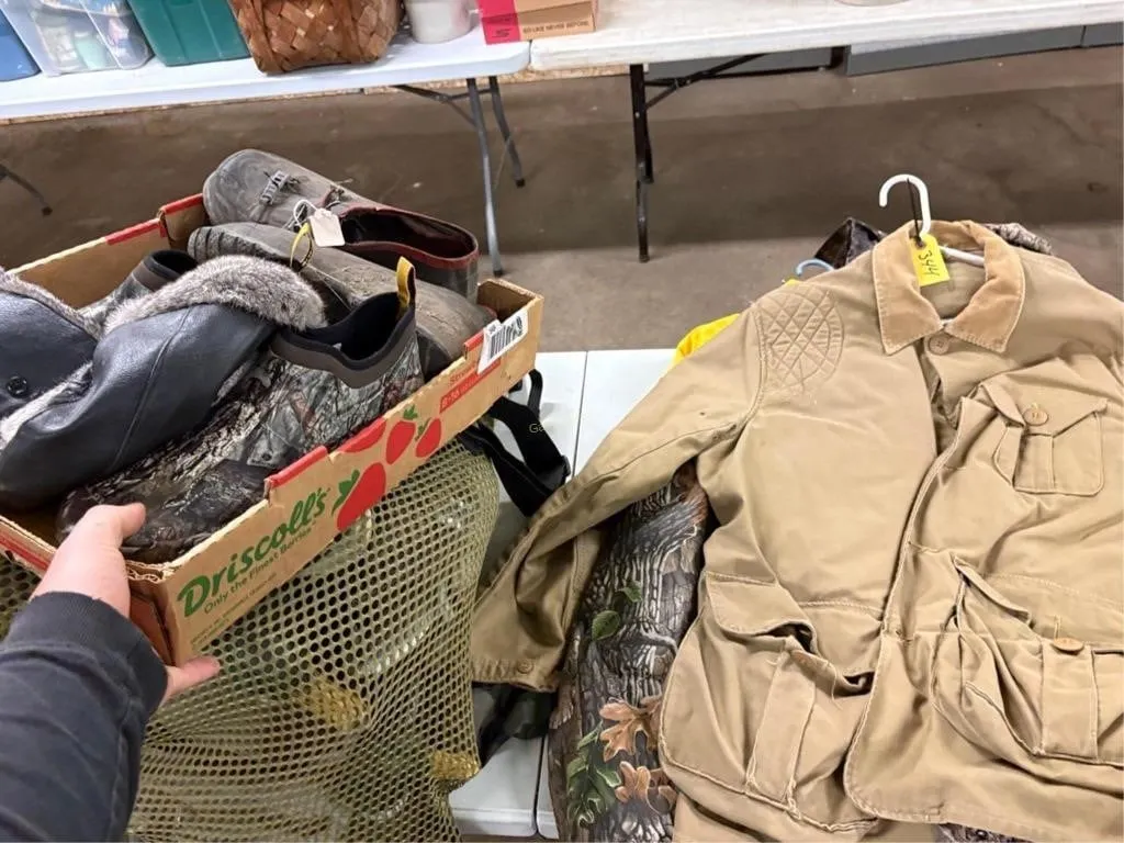 Hunting Jackets & Shoes. Rain Jackets etc