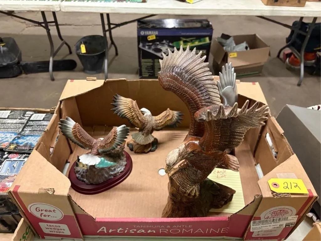 (4) Ceramic Eagle Statues