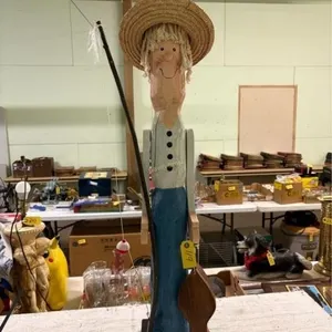Wood Fisherman Statue
