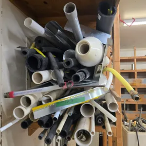 Various Pieces Plastic Pipe, Insulation