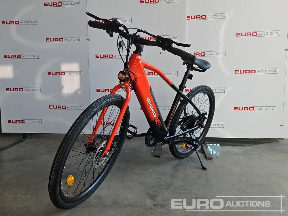 Unused 2026 36v Explorer E-Mountain Bike, Steel Frame, Front & Rear Disc Brakes, 7-Speed Shimano Gears (Black & Red)