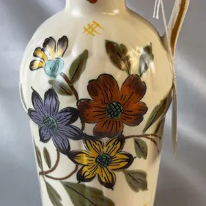Royal Pottery Zuid-Holland Gouda Pitcher Vase With Working Music Box, Hand-Painted Floral