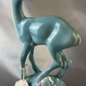 Beswick England Model 696 Blue Glazed Porcelain Deer Figurine