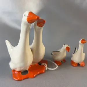Beswick 3-Piece Porcelain Goose Family Set #820 821 822 1940-1971