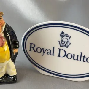 Royal Doulton Captain Cuttle Figurine with Porcelain Name Plaque, England