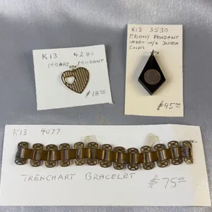 Heart Pendant, Ebony Pendant With Dutch Coins, Trenchart Bracelet Lot Of 3