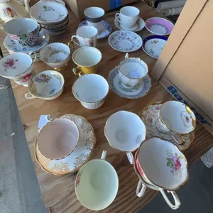 Vintage English China Tea Cups, Saucers, Child's Teapot and Creamer Lot