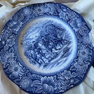 Blue and White Dinnerware Including Liberty Blue and Willow Pattern Pieces