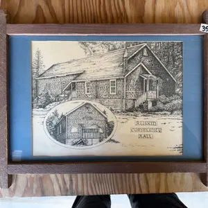 Ron MacFarlane 1985 Signed Print, Ruskin Community Hall, 12/100 BW, Framed