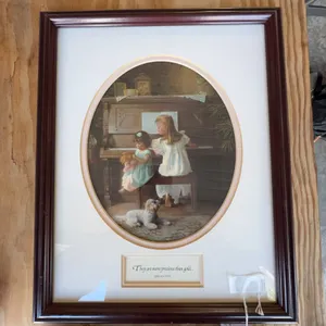 Framed Print "Melodies Remembered" Girls at Piano Psalm 19:10 NIV, Matted Oval