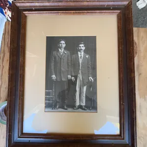 Framed Vintage Black & White Portrait Photo of Two Men, Wood Frame, Jonathan R. Inc.