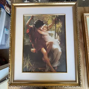 Framed Print After Bouguereau's 'Springtime' with Ornate Gold Frame 20" x 24"