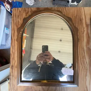 Vintage Wooden Framed Arched Mirror Wall Hanging