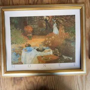 Framed Monet "Le Déjeuner" Art Print with Matting and Gold Frame