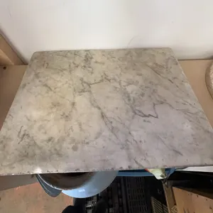 2 Marble Slabs - Rectangular Grey 17x15 in & Round Beige 15 in Diameter
