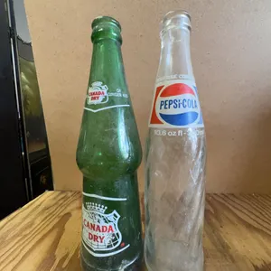 Vintage Canada Dry 1956 Bottle, Pepsi-Cola Bottle, Glass Oil Lamp, Bourjois Bottle