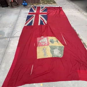 Large Vintage Canadian Red Ensign Flag With Coat of Arms, Approx. 140" x 69"