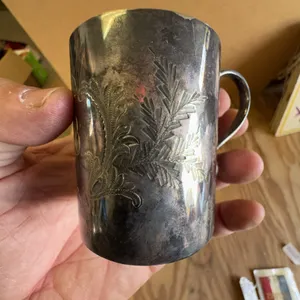 James Deakin & Sons Silver Plated Mug, N6714, Fern Engraving, EPNS, Sheffield