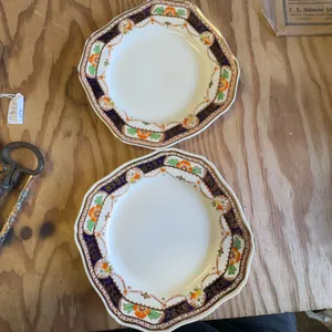 English Plates: 2 Royal Caledonia and 2 Hand Decorated Gilt Edge Display Plates