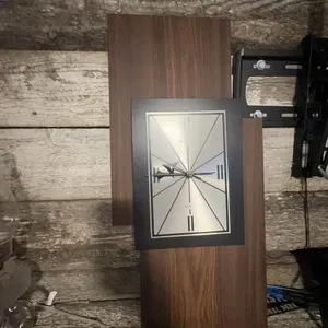 Bulova Wall Clock with Geometric Face and Wood Finish