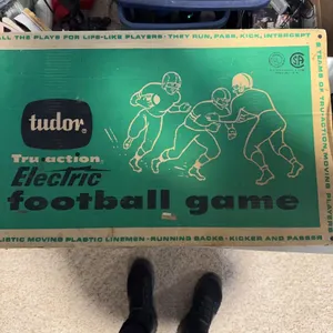 Tudor Tru-Action Electric Football Game with Playing Field, Box, and Player Pieces