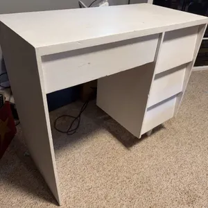 White Wooden Desk with 3 Drawers, Approx. 33" W x 18" D x 29.5" H