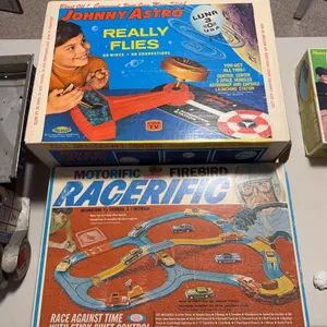 Johnny Astro Really Flies Game and Motorific Firebird Racerific Set in Boxes