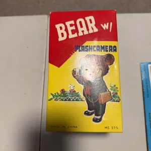 Bear With Flashcamera Wind-Up Tin Toy In Original Box MS 575