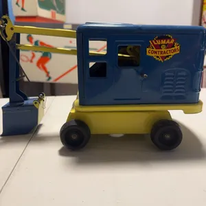 Lumar Contractors Pressed Steel Toy Crane Blue and Yellow