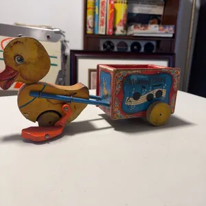 Musical Duck Wooden Pull Toy with Music Box and Moving Parts