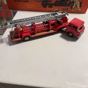 S.F.D. Red Metal Toy Fire Truck Ladder Engine with Extendable Ladder
