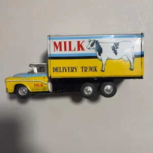 Tin Lithographed Milk Delivery Truck Toy With Opening Rear Doors
