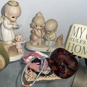 Precious Moments Figurines, Stone Pear, Sign, Resin Bangle, Bracelets Assortment