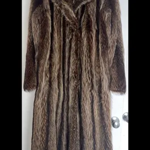 Paris Fur Co. Edmonton Brown Full-Length Fur Coat with Hood