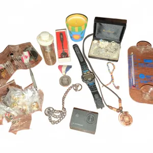 Junk Drawer Goodies - Vera Wood Jewellery, Camera, Necklace, Coins, Pins, Darts, Spoon, Thermometer
