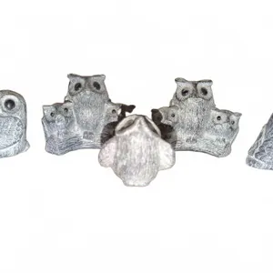 Wolf Original Hand Made in Canada Owl Sculpture Figurines Set of 5