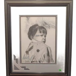 Bernie Brown "Beaded and Feathers" Framed Print 24/395 Signed Limited Edition