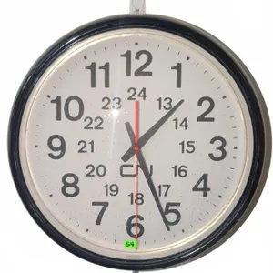Round Black Rim Wall Clock With 24-Hour Markings And Black Frame