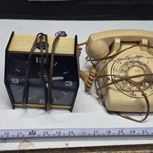 Vintage Electric Clock & Rotary Phone