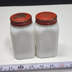 (2) Milk Glass Spice Containers